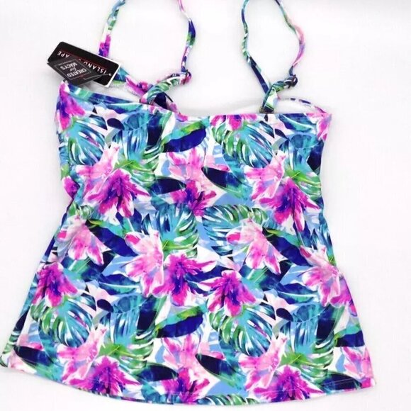 Tankini Swimsuit Top Size 8 Island Escape Created for Macy's Purple Blue Floral - Picture 3 of 3